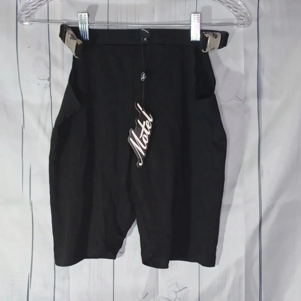 Motel Rocks Bucky Goth Grunge Punk Edgy Festival black buckle rave shorts NWT